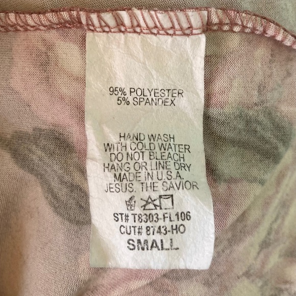 Women’s size small Reborn J gently used purple floral top with buttons and tie - Picture 5 of 5